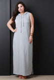 French Terry Hooded Slashed Back Maxi Dress