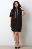 Hoodie Lace-Up Sides Midi Sweater Dress