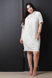 Hoodie Lace-Up Sides Midi Sweater Dress