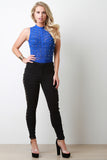 Semi-Sheer Studded Mesh Sleeveless Bandage Bodysuit