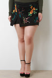Embroidery Floral Netted Wrapped-Front Shorts