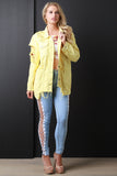 Distressed Raw Square Hem Jean Jacket