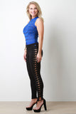 Grommet Corset Lace-Up Mid Rise Stretchy Pants
