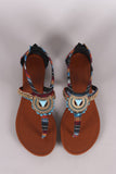 City Classified Tribal Beaded Hardware Accent Thong Flat Sandal