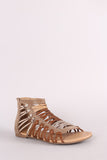 Soda Strappy Snakeskin Open Toe Flat Sandal