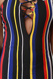 Multi-Color Striped Strappy Midi Dress