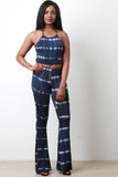 Striped Tie-Dye Halter Crop Top