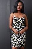 Leopard Print Spaghetti Shoulder Straps Bodycon Dress