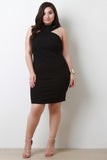 Mock Neckline Sleeveless Bodycon Midi Dress
