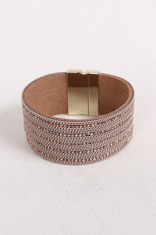 Wide Band Rhinestone Curb Links Bracelet