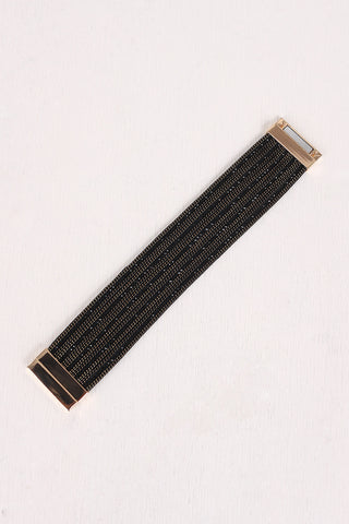 Wide Band Rhinestone Curb Links Bracelet