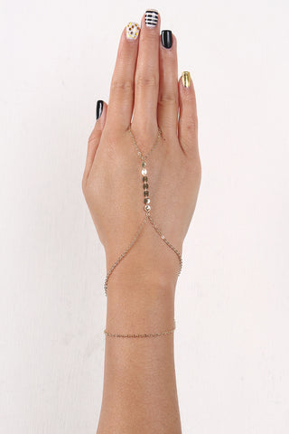 Coin Accent Curb Link Hand Chain