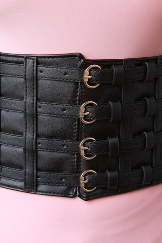 Four Buckled Wide Elasticized Corset Belt