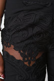 Embroidered Scalloped Hem Palazzo Pants