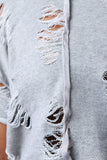 Hoodie Distress Boxy Terry Cloth Sweater Top