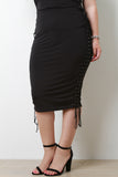 Eyelet Lace-Up Midi Skirt