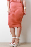Eyelet Lace-Up Midi Skirt