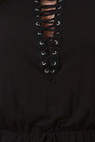Mock Neck Lace-Up Jersey Knit Jumpsuit
