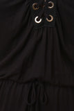 V-Neck Lace-Up Sleeveless Jersey Knit Jumpsuit