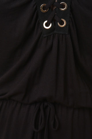 V-Neck Lace-Up Sleeveless Jersey Knit Jumpsuit