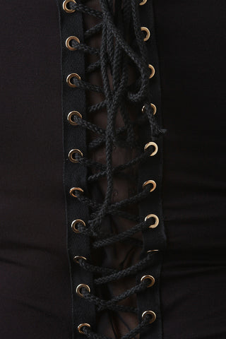 Jersey Knit Lace-Up Back Midi Dress
