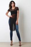 Long Line Semi Sheer Mesh Top