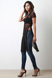 Long Line Semi Sheer Mesh Top