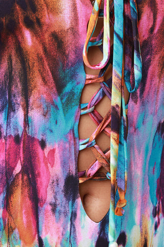 Vibrant Color Palette Lace-Up Swimsuit