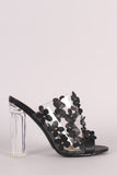 Floral Applique Perspex Mule Heel