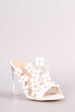 Floral Applique Perspex Mule Heel