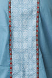 Chambray Printed Border Off-The-Shoulder Shift Dress