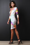Watercolor Plunging V-Neck Bodycon Dress