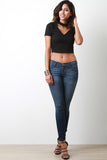 Mock Choker V-Neck Crop Top
