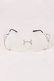 Oversized Clear Lenses Rimless Butterfly Glasses