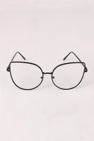 Simple Oversized Clear Lenses Cat Eyed Glasses
