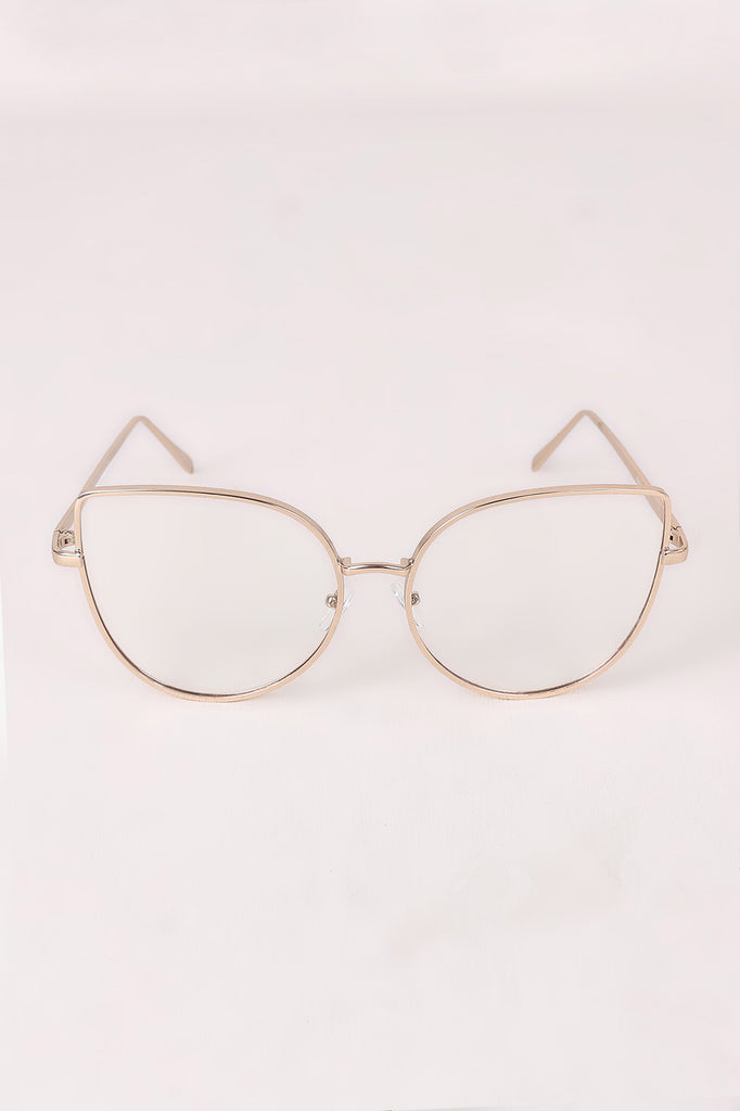 Simple Oversized Clear Lenses Cat Eyed Glasses