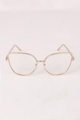 Simple Oversized Clear Lenses Cat Eyed Glasses