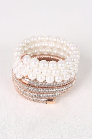 Metallic Wire Wrap Around Pearl Bracelet