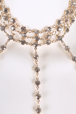 Rhinestone Drape Choker Bra Body Chain
