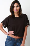 Eyelet Sleeves Boxy Top