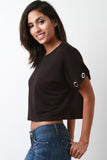 Eyelet Sleeves Boxy Top