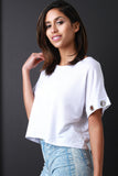 Eyelet Sleeves Boxy Top