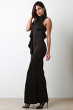 Mock Neck Side Ruffle Maxi Mermaid Dress