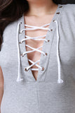Jersey Knit V-Neck Lace Up Jumpsuit