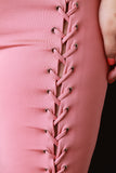 Sleeveless Eyelet Corset Front Lace-Up Jumpsuit