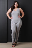 Sleeveless Eyelet Corset Front Lace-Up Jumpsuit