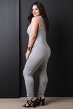 Sleeveless Eyelet Corset Front Lace-Up Jumpsuit