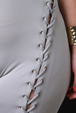 Sleeveless Eyelet Corset Front Lace-Up Jumpsuit