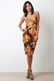 Tropical Floral Sleeveless Bodycon Dress