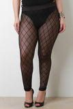 Semi-Sheer Diamond Pattern High Rise Leggings